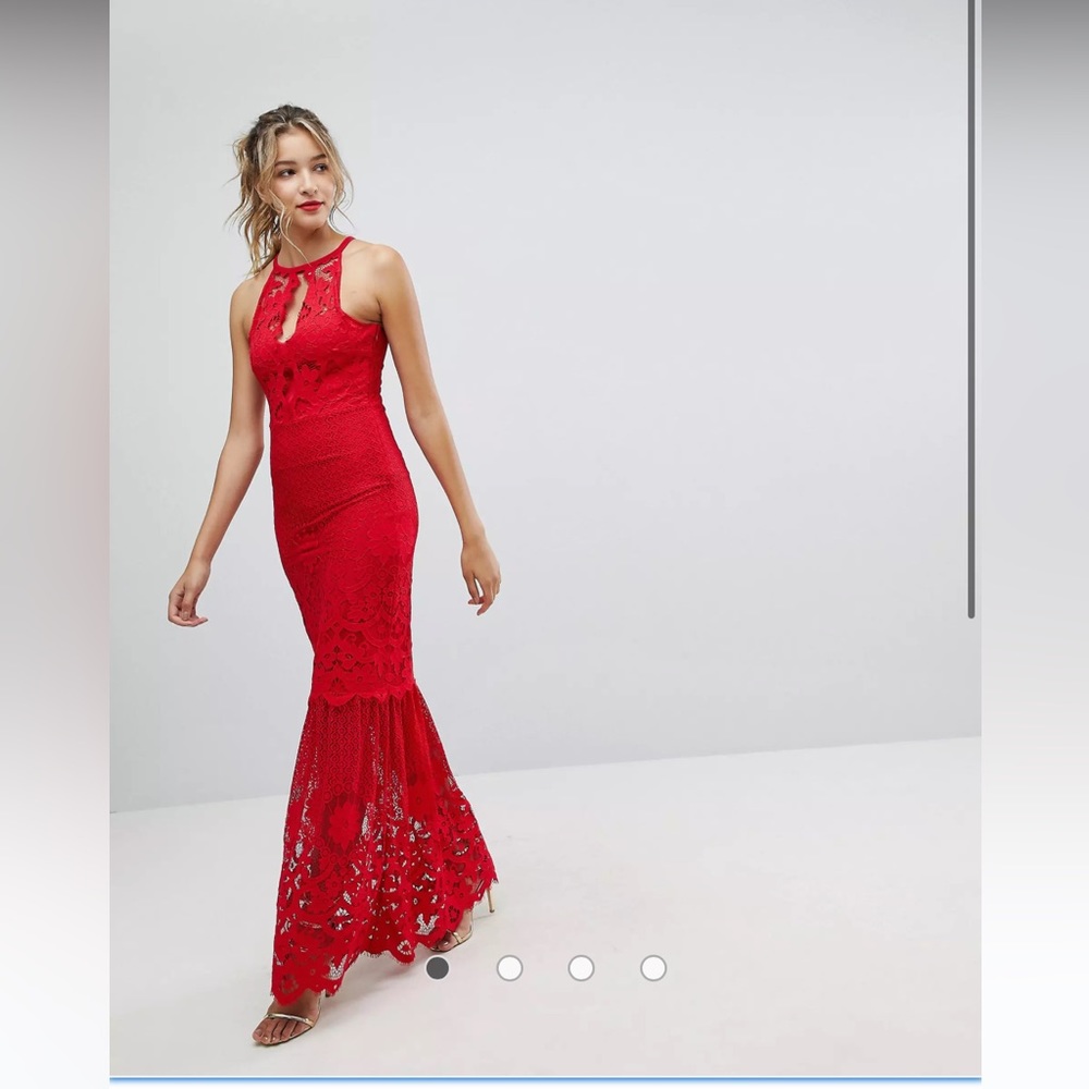 NEW red Lipsy fishtail lace maxi boho holiday dress